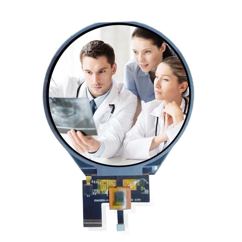 3.4寸8圆形液晶显示屏000*80高清配套电容显示器触摸HDM转LFF接I