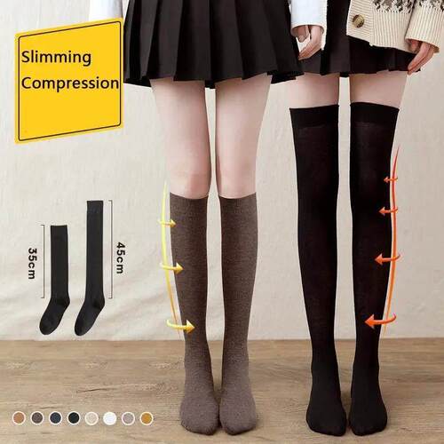 Cotton Knee-high Socks Women Fashion Casual Solid Color