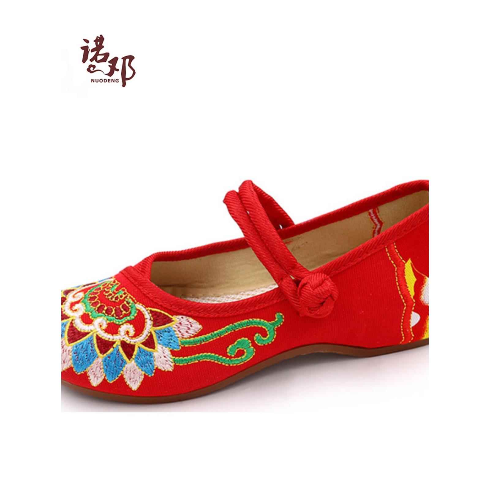 高档夏季低帮绣花北鞋内女增高老京布鞋女坡跟圆头布牛筋底女鞋妈