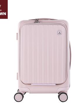 高档RWN皇O冠铝框拉链箱20寸拉杆C行李箱女大行容量前开盖商务旅