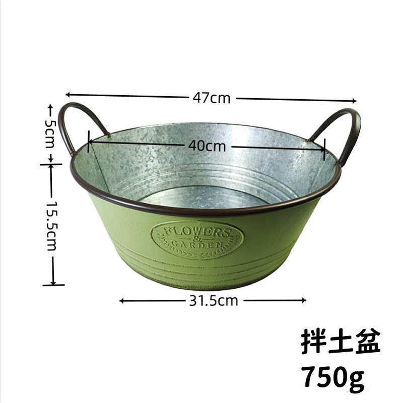 复古大别墅拌土双耳花盆民盆庭院做旧款铁皮阳台爆宿外贸