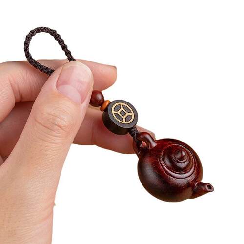 紫檀木把把壶汽车钥匙扣挂件把把胡小壶茶壶手把件男女手机链吊坠