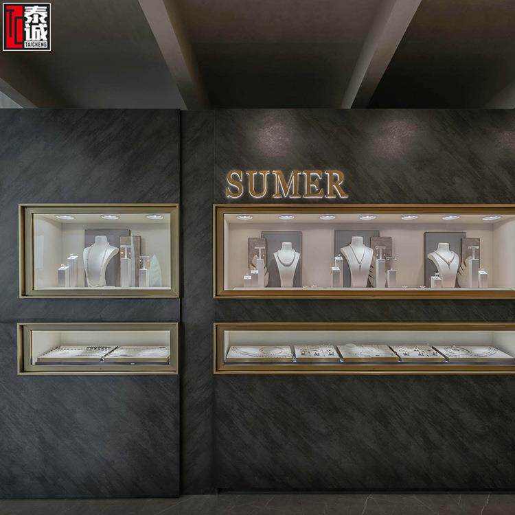 展厅收藏馆珍贵宝石首饰展示柜橱窗珍珠项链饰品陈列柜带灯珠宝柜