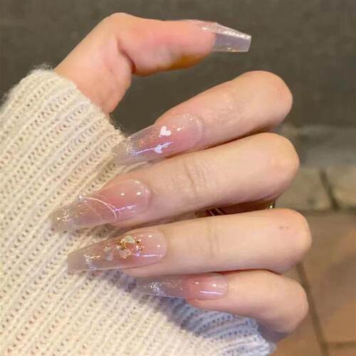 24pcs/box Fake Nails Press on Short Reusable with Designs Se