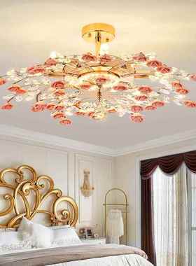 式瓷吊灯16604客厅灯餐厅灯法式蓝色陶欧花朵吊灯卧室婚礼氛围晶