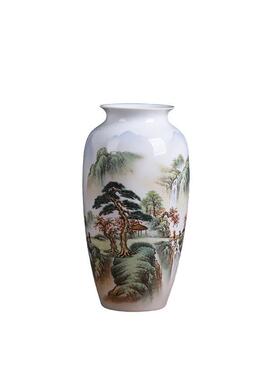 新款大师手绘釉中彩荷花陶瓷花瓶摆件大号玉壶春瓶装饰高档礼品