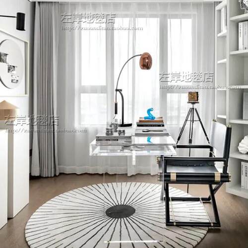 R0条圆形简约黑白红F75SJT76纹客I厅茶几沙T发卧室床边书房餐厅衣