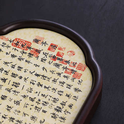 兰亭序干泡盘中式复古海棠盘小型茶台创意吸水茶盘家用沥水托盘