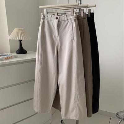 垂感直筒休闲阔腿裤女大码夏季薄款胖妹妹高腰宽松显瘦九分工装裤