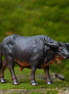 彷真小水牛摆件桌面客厅装饰摆设小孩骑牛园艺布景树脂工艺品摆件