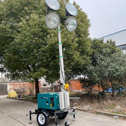 拖挂式移动照明灯塔电动液压手摇升降杆水/风冷柴油机工程照明车