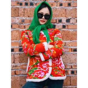 东北大花棉袄头巾农村老人老式头巾中年妇女劳动保护沙雕姐妹围巾