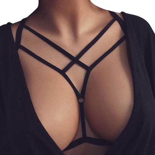 Sexy top hollow solid color bandage halterneck women's b
