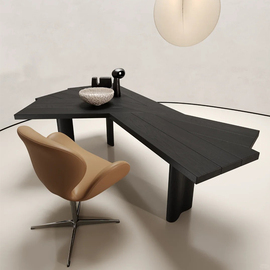 意式极简北欧实木书桌椅组合设计师异形创意家用工作写字台电脑桌
