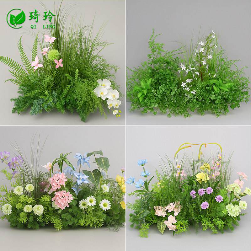 森系彷真花地排花婚礼装饰地面花瓣地毯婚庆花排拍照背景花艺道具