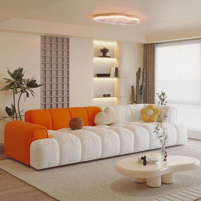 北欧钢琴键沙发直排客厅大小户型现代简约法式奶油风豆腐块网红款