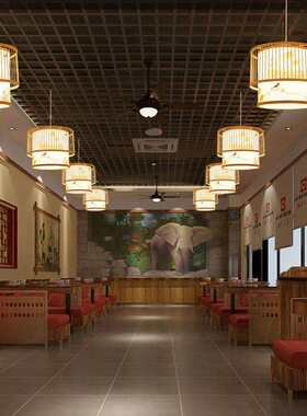 新中式竹吊灯简约复古餐厅灯具古典乡村客厅书房卧室东南亚灯饰
