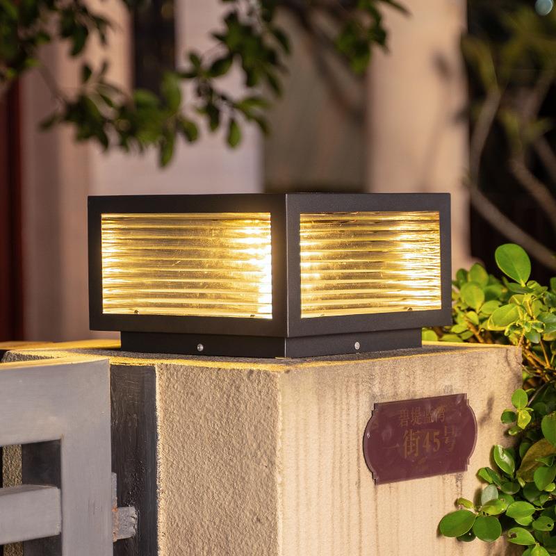 爆款市电户外柱头灯大门柱子灯防水墙头灯室外别墅围墙灯草坪灯