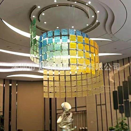 亚克力彩色渐变吊顶装饰家装灯饰酒店宴会厅餐厅吊灯商场美陈装置