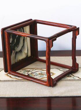 红木托架摆方形底座OQE天然酸枝实木小花石几奇花盆盆景架件装红