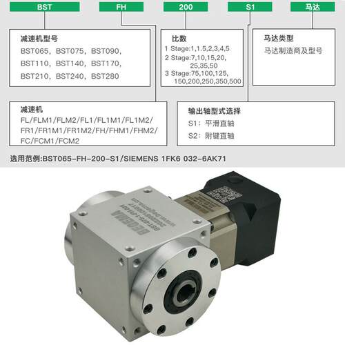 BST-FH065075 ZT110 140精密行星齿轮换向器孔输出配伺服400W750W