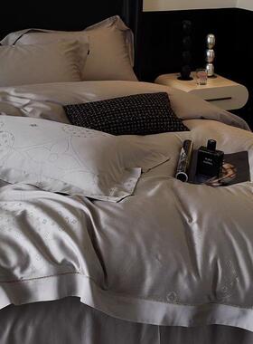 1高端家纺80S天丝棉春夏四件套丝滑凉感简约纯色裸睡被套床品爽滑