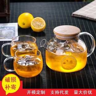 批发大容量玻璃冷水壶家用高硼硅材质竹盖凉水壶多种规格果汁扎壶