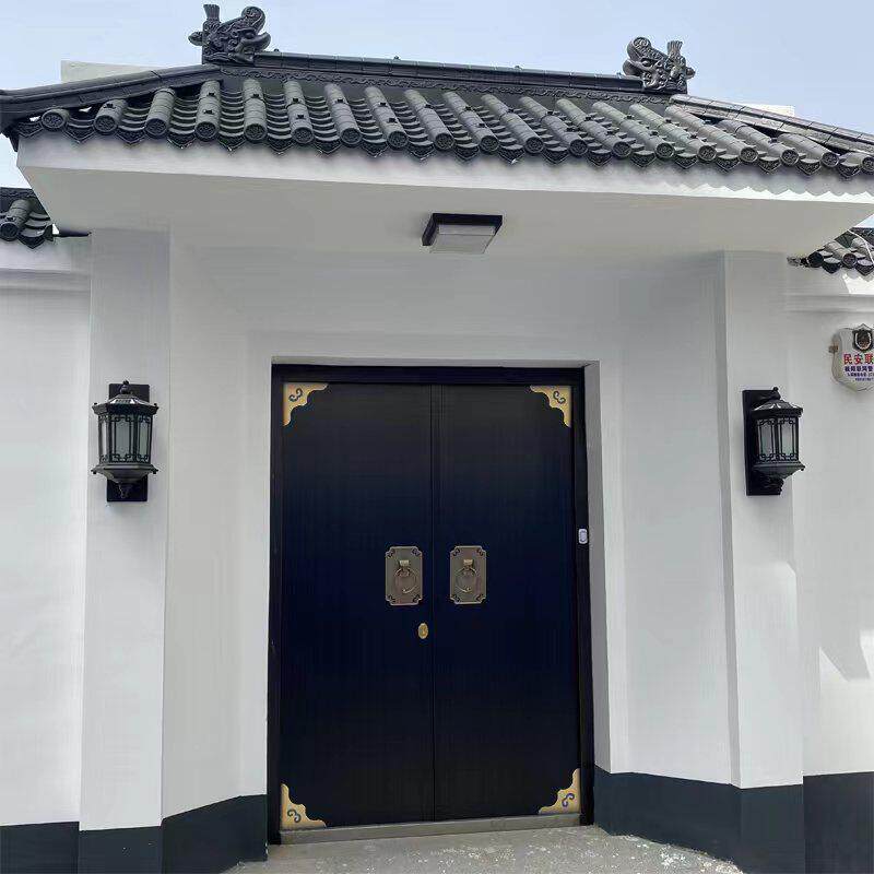 中式铜门别墅大门双门农村自建房家用乡村庭院不锈钢进户对开门