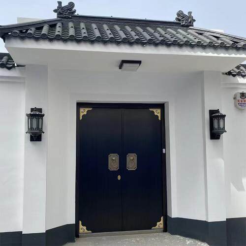中式铜门别墅大门双门农村自建房家用乡村庭院不锈钢进户对开门