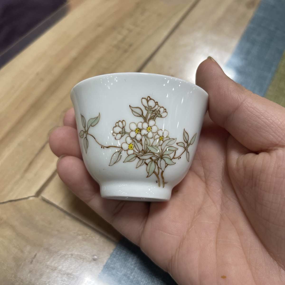 台湾自慢堂拾金款手绘青花瓷婴戏清湛闻杯功夫茶杯个人杯陶瓷碗
