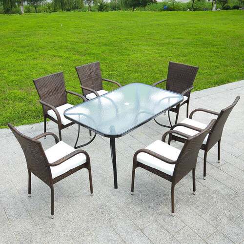 小藤椅三件套阳台休闲户外桌椅藤编家具组合室外藤制铁艺椅子