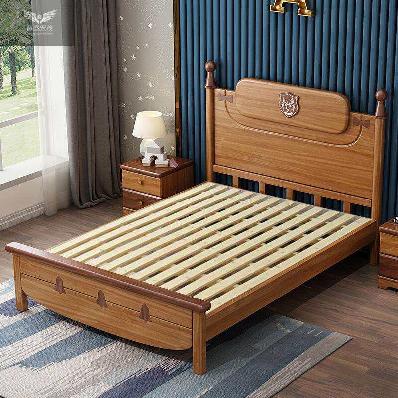 单人双人床1.5米床儿童床1.2米男孩主卧1.35米大童床实木床男孩