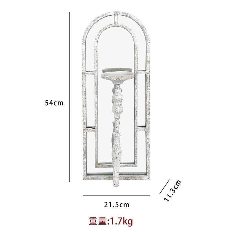 森得源欧式覆古假窗镜烛台壁挂装饰铁艺做旧壁灯花园杂货户外阳台