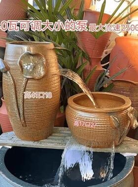 鱼缸流水罐古法养鱼水循环过滤流水摆件流水花盆水泵瀑布流水