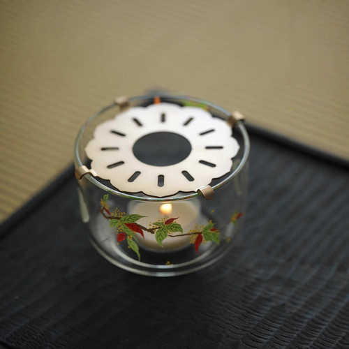 桂花茶炉硅茶炉耐热温高玻璃温贴花底座手工蜡烛暖茶器硼玻璃