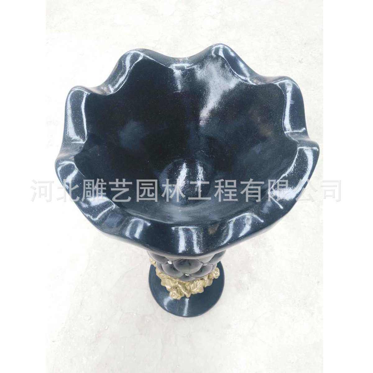 玫瑰新款陶瓷落地欧式花插玻璃钢批发客厅花瓶大号工艺黑色树脂大