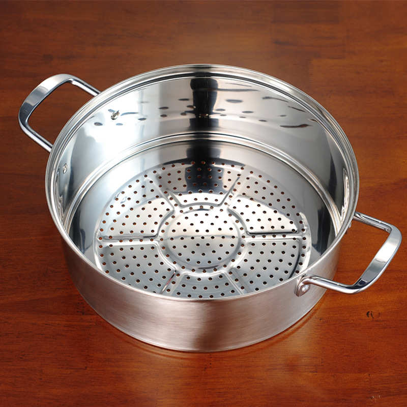 复合钢特厚无磁蒸锅不锈钢加厚复底三层二层多层蒸笼四层