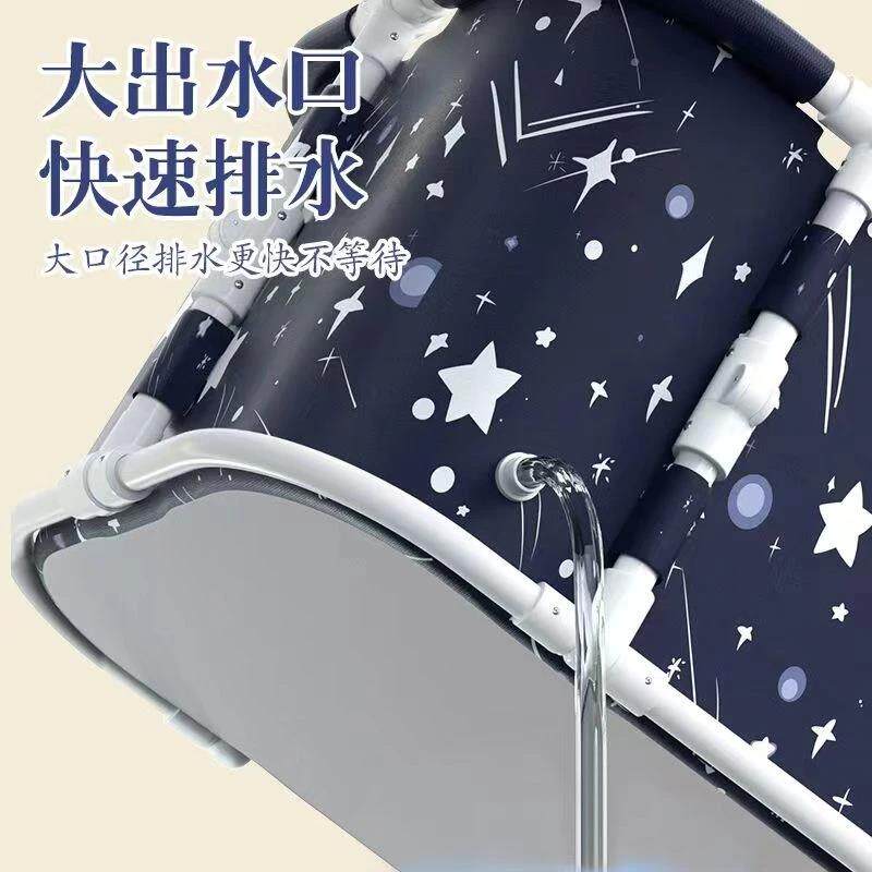 长方形成人浴桶保温躺可泡澡桶可折叠沐浴桶大号免安装袋加厚浴缸
