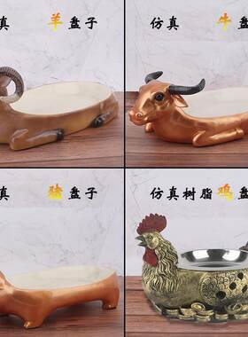 商用特色餐具菜盘创意异形树脂盘牛羊猪肉凉菜小吃仿瓷干冰公鸡盘