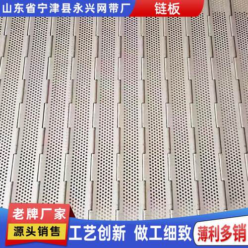 304不锈钢链板蔬菜脱水烘干冲孔板链传送带加工3毫米板厚输送链板
