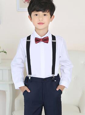 正品男童长袖白衫纯黑色西装套长裤装藏青孩儿童装衬衣礼服表演衬