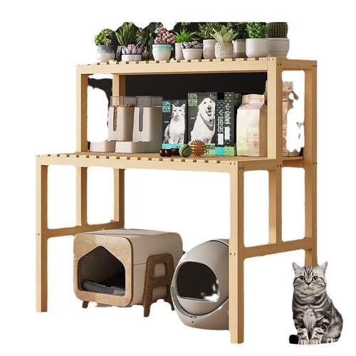 收纳猫猫咪阶梯宠物用品木架宠物砂猫花架架子盆厕所阳台实木台阶