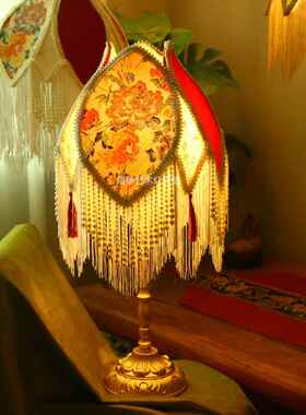 高档法式覆古创意流苏台美式欧i式n轻奢Vtage氛围客厅书灯房床头