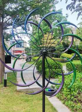 热销户外花园插装饰金属工艺双品层旋彩虹铁艺#7风车转落地件