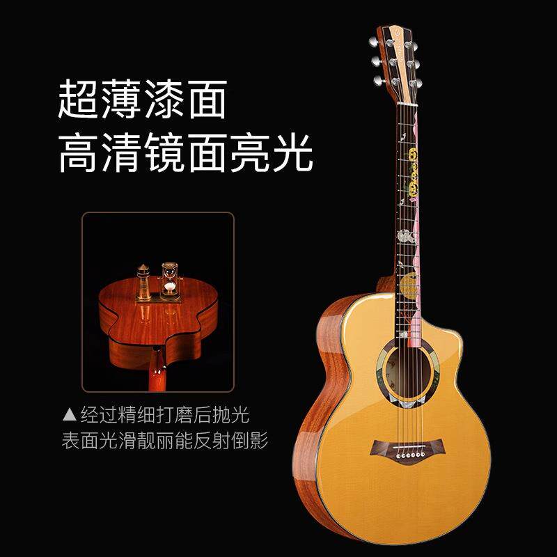亮光民谣吉他初学者男女生木吉他40/41寸雕刻新手吉他