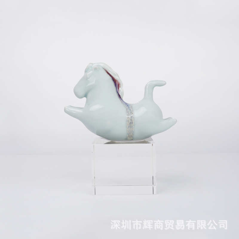 书柜书中式陶瓷书档现代卧室新办公室马靠水书房摆件简约装饰品晶