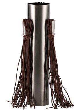 轻奢高级感皮流苏器金摆件客厅花样板EYE质房售楼处皮革花属瓶装