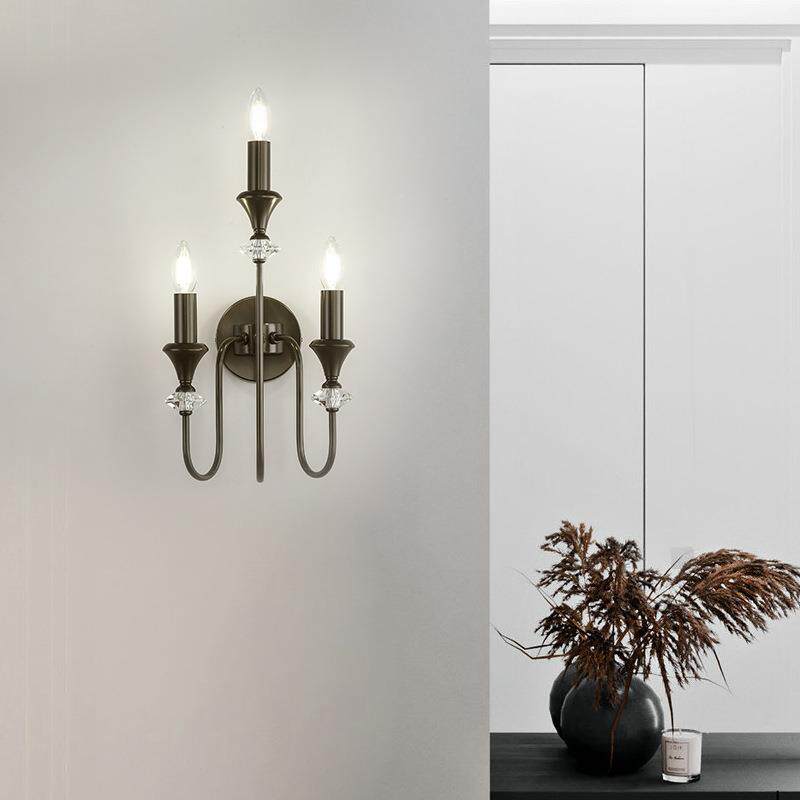 全铜美式客厅背景墙壁灯现代简约法式复古卧室床头灯大气酒店壁灯