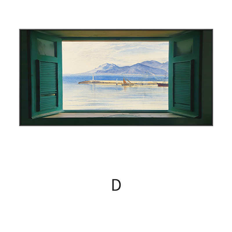 墙沙发海景窗户奢轻简约客厅空间巧装饰画复古挂画挂画现代色背景