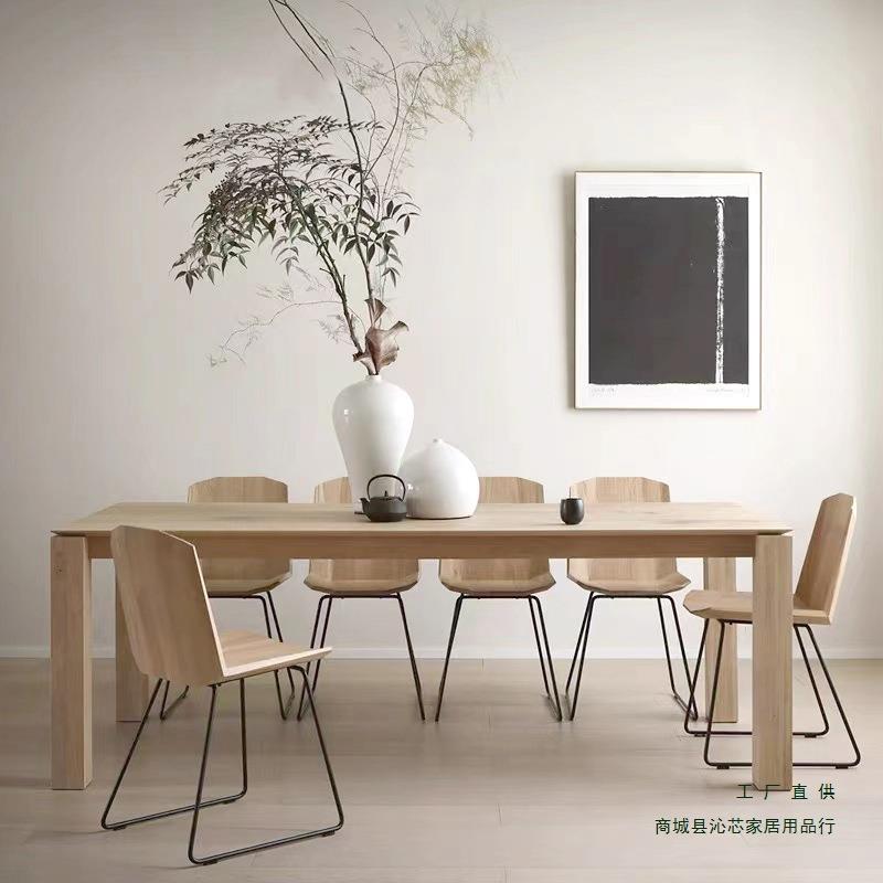 北欧实木会议桌办公桌长桌工作台大板桌子设计师原木洽谈桌餐书桌图片